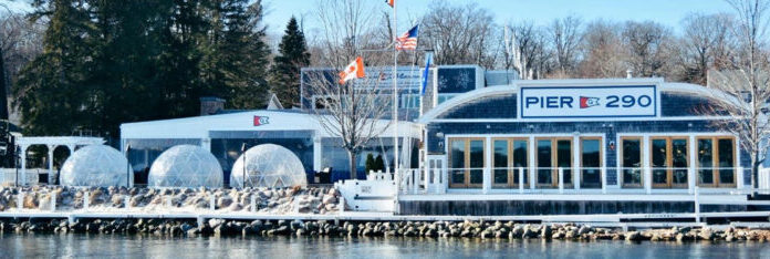lakeside pier 290 with igloos in winter